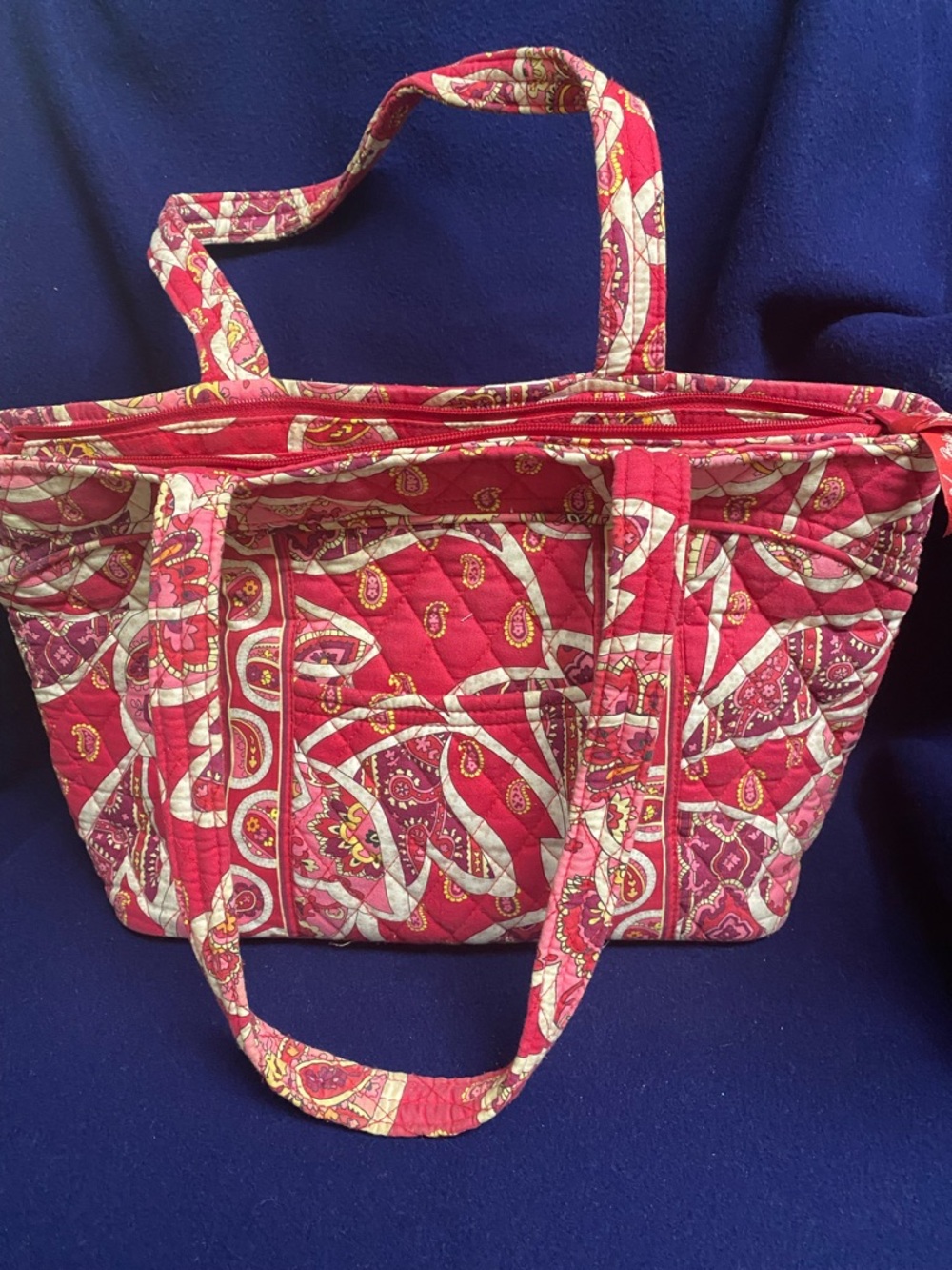 Vera Bradley Pink and Red Paisley Quilted Tote